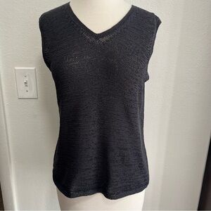 Pendleton Vintage Black Sweater Knit Tank Top Sleeveless Shirt V Neck Womens L
